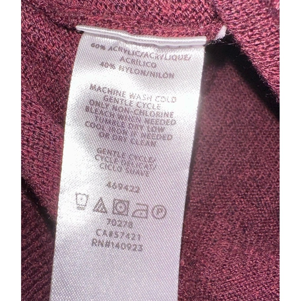 Loft Burgundy Cowl Neck Long Sleeve Ribbed Knit Tunic Sweater Women's XL - Picture 7 of 7